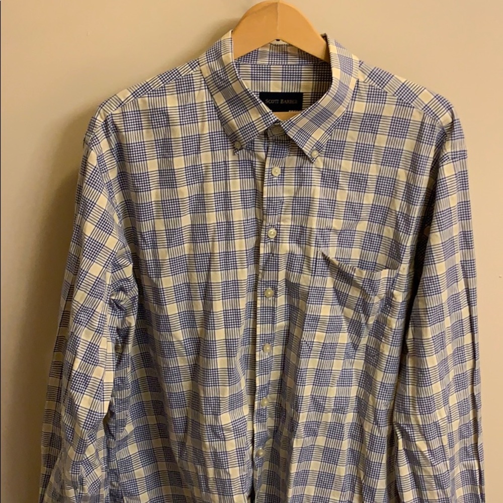 Scott Barber oatmeal colored checkered shirt